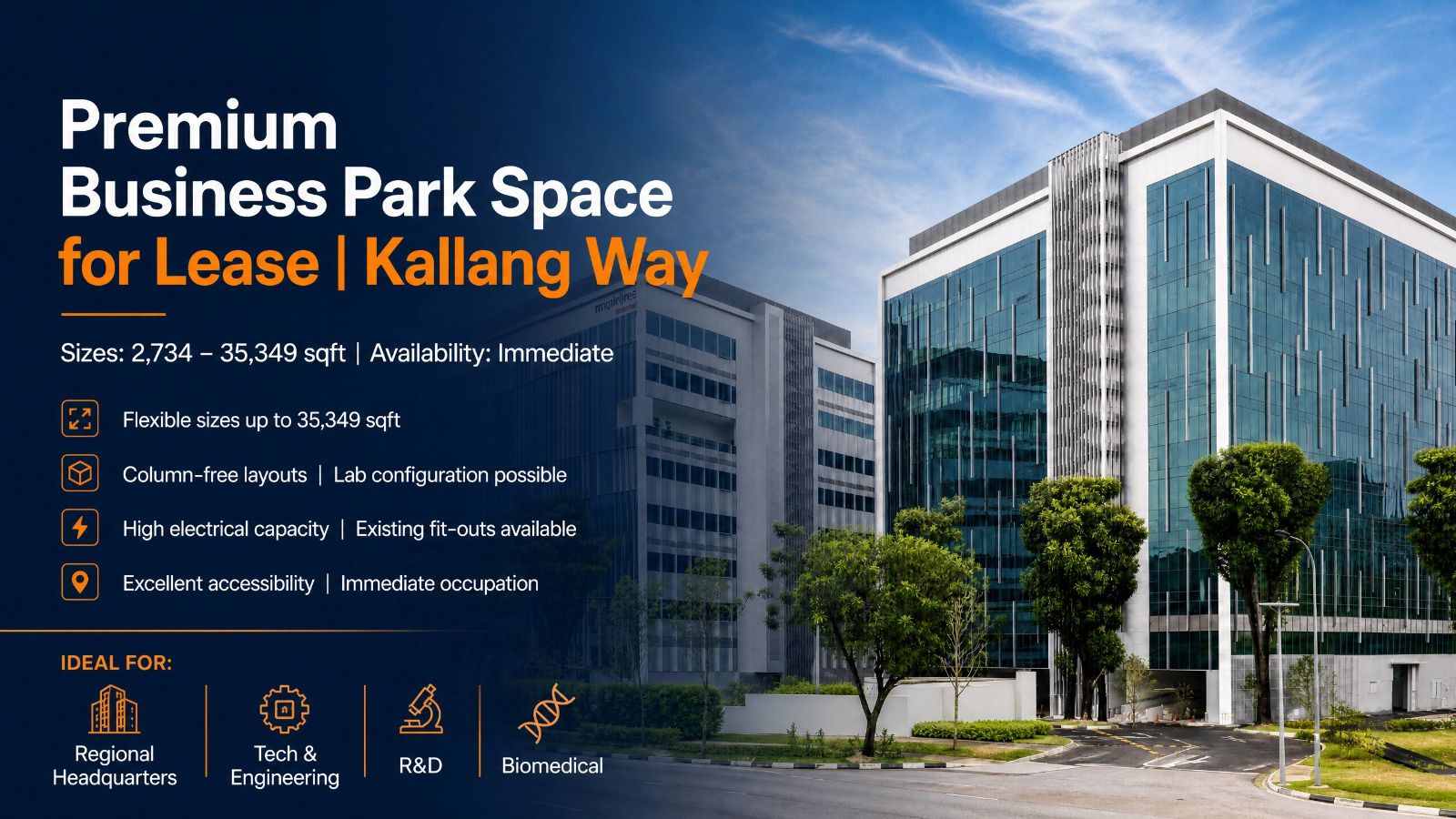 Premium Business Park Space for Lease at Kallang Way